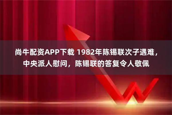 尚牛配资APP下载 1982年陈锡联次子遇难，中央派人慰问，陈锡联的答复令人敬佩