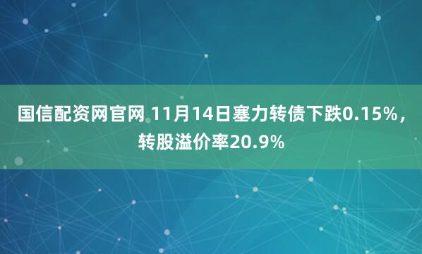 国信配资网官网 11月14日塞力转债下跌0.15%,转股溢价率20.9%