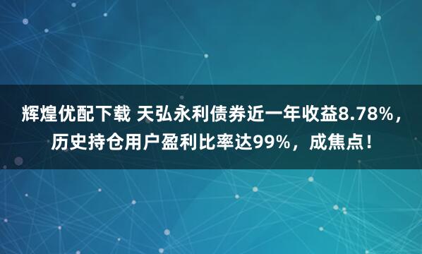 辉煌优配下载 天弘永利债券近一年收益8.78%，历史持仓用户盈利比率达99%，成焦点！